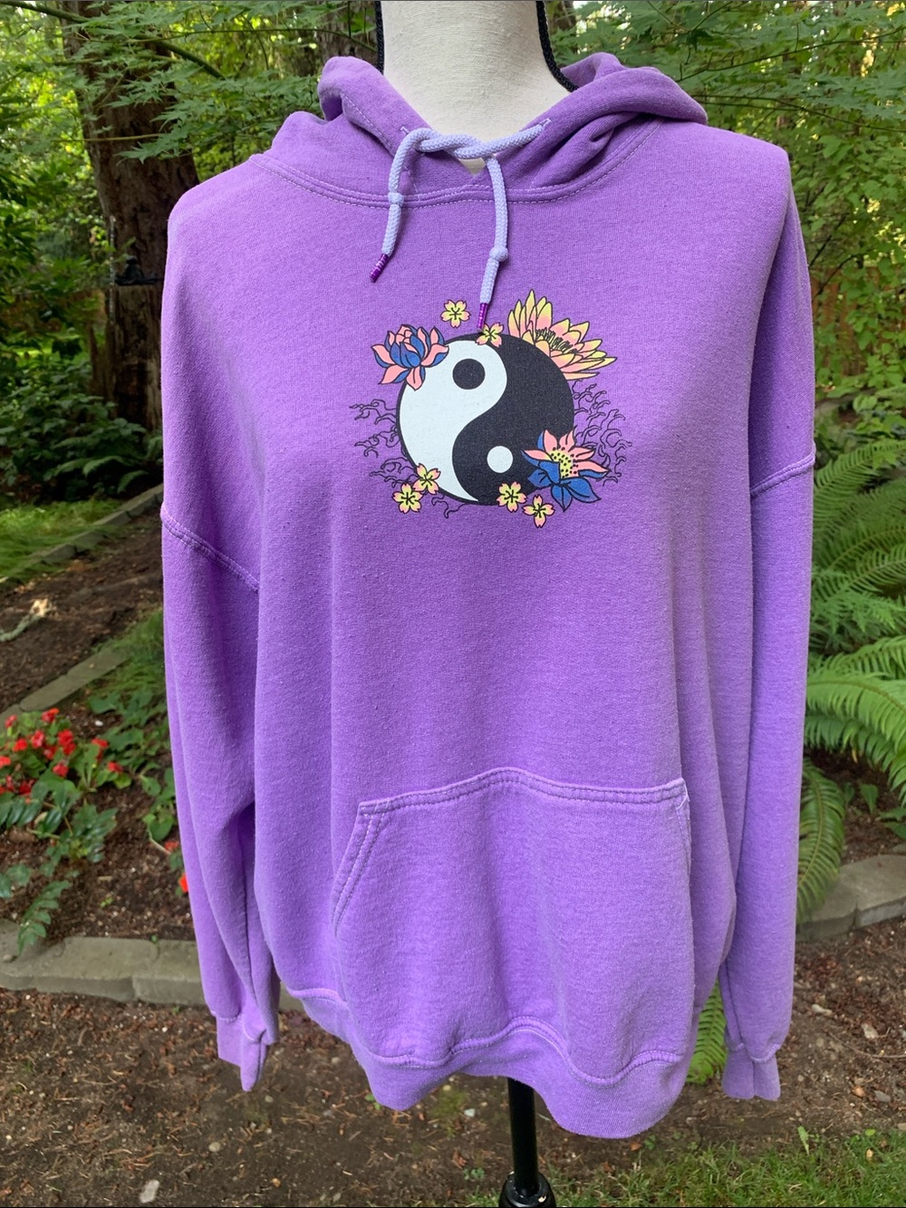 Empyre Purple Floral Yin Yang Hoodie Sweatshirt